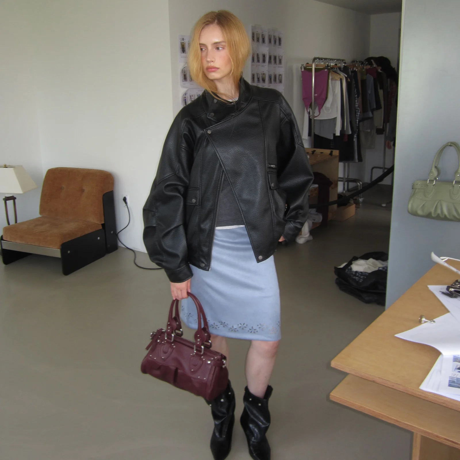 HERITAGE LEATHER JUMPER (BLACK)