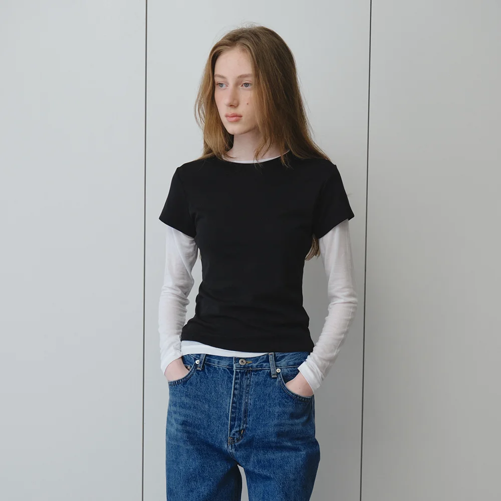 color half tee - black