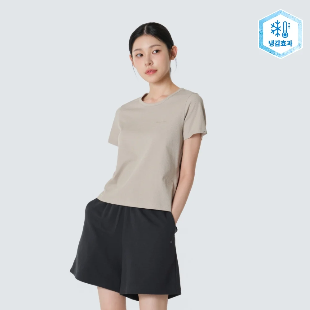 羅紋 女裝 短袖 T恤 Sand Beige (S26MWFTS39)