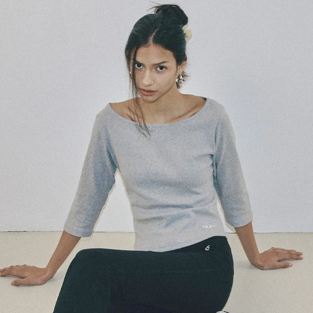 Boatneck 7-Sleeve Top 灰色