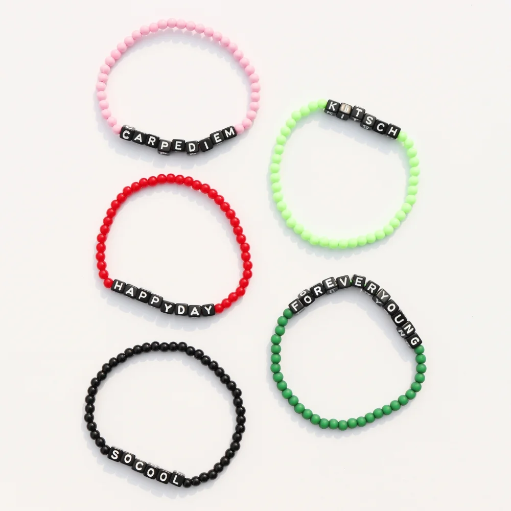 Black cube initial color ball Bracelet 黑色 Cube 字母 色 BOL 串珠 手鏈