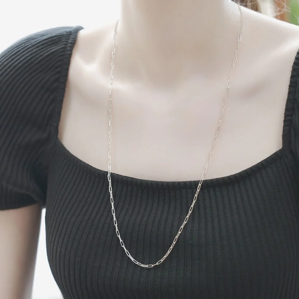Silver clip long chain Necklace 銀色 925 長 Clip 鏈條 頸鏈
