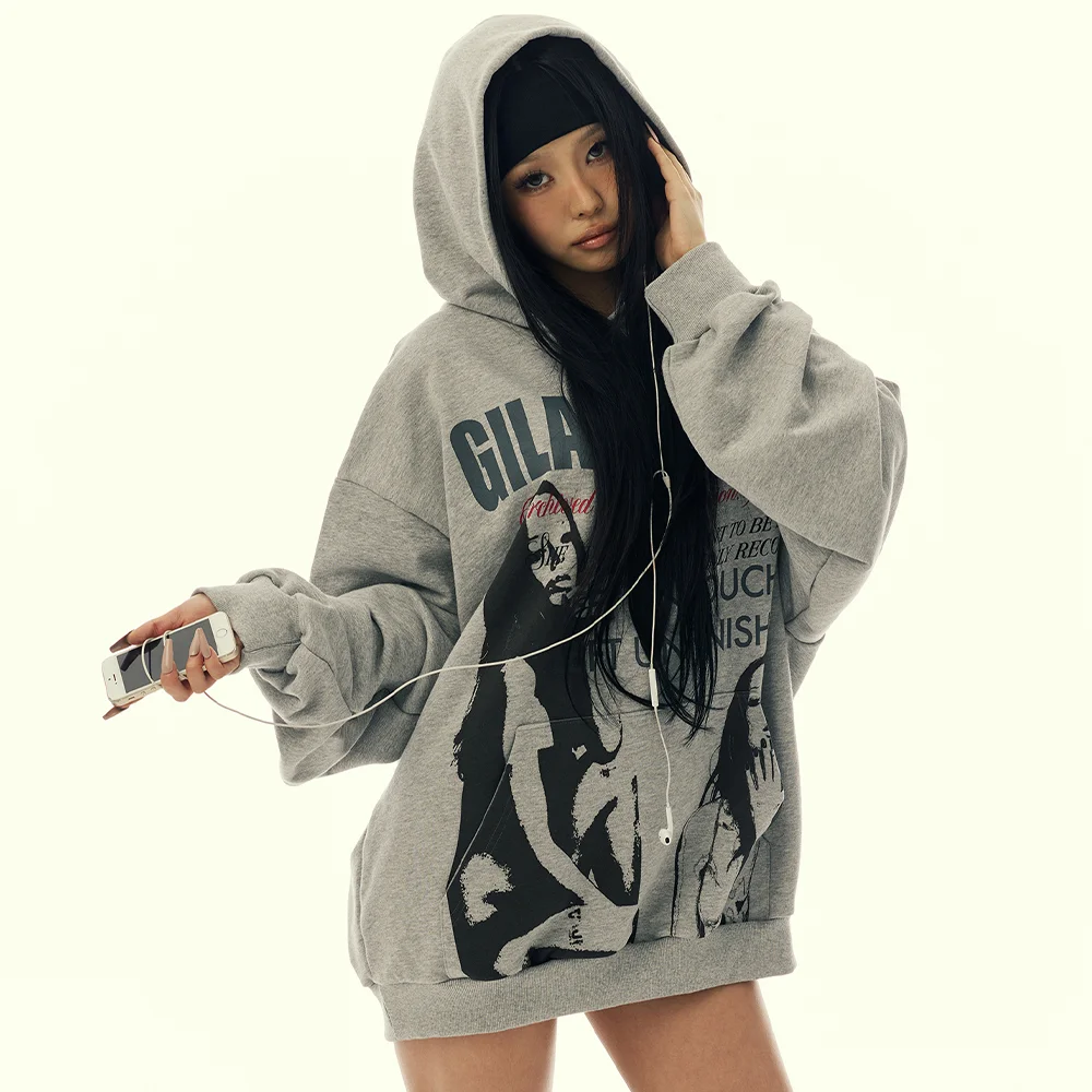 TWICE GIRL OVER SIZE HOODED_GREY