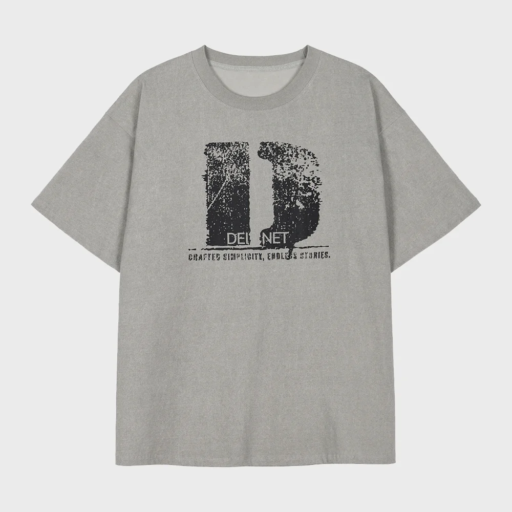 D ACCENT CRACK LOGO T-SHIRTS IN GREY