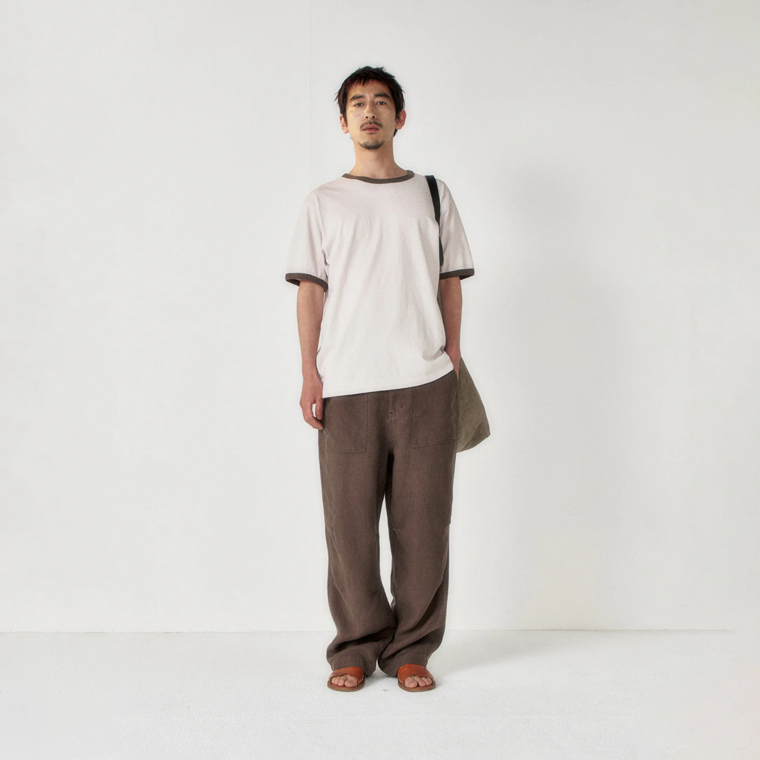 Slub Ringer Tee_Oat/Brown