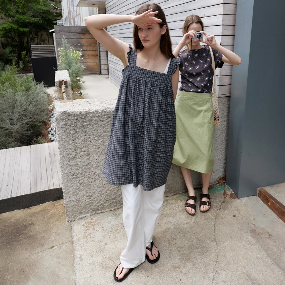 square frill dress - black check