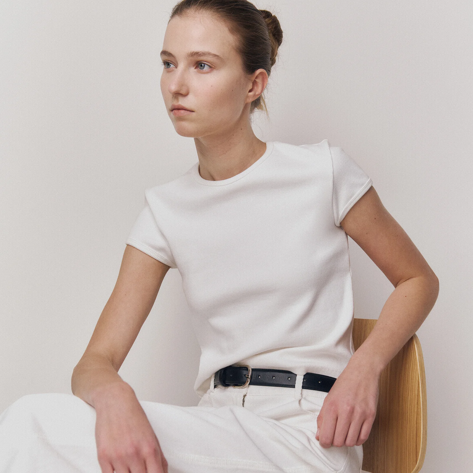 Crop Jersey Top White