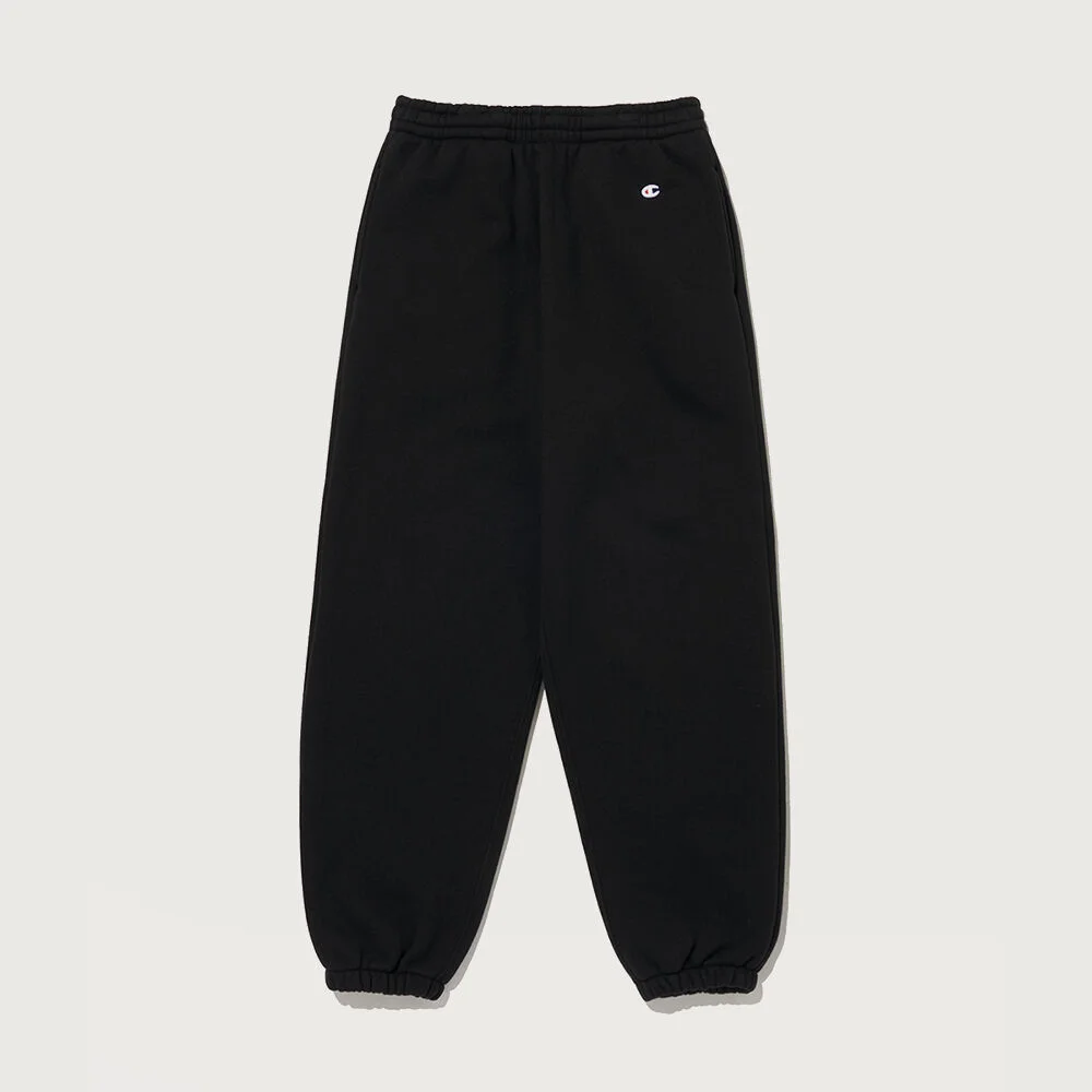 超級 搖粒絨 鬆緊帶 慢跑褲 褲子 Black
