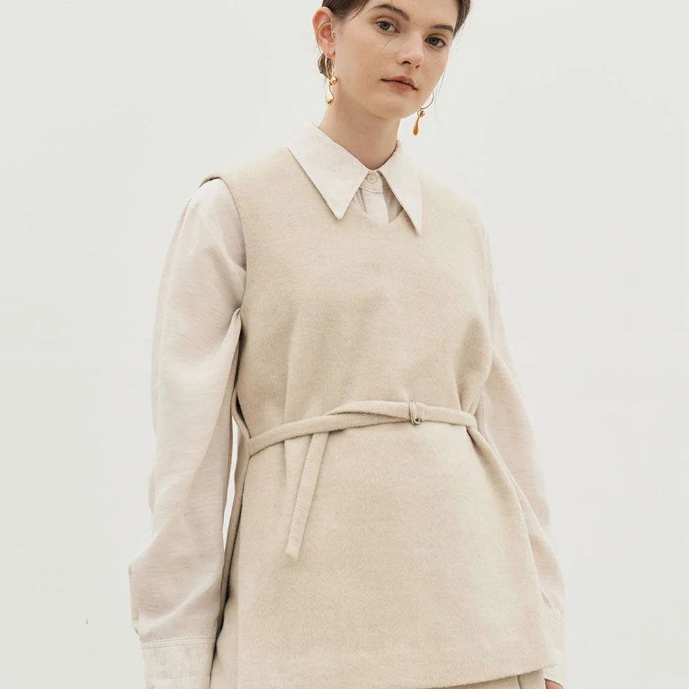 4W Premium Wool Vest - Ivory