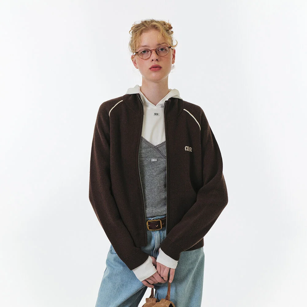 MAREN KNIT ZIP-UP (BROWN)