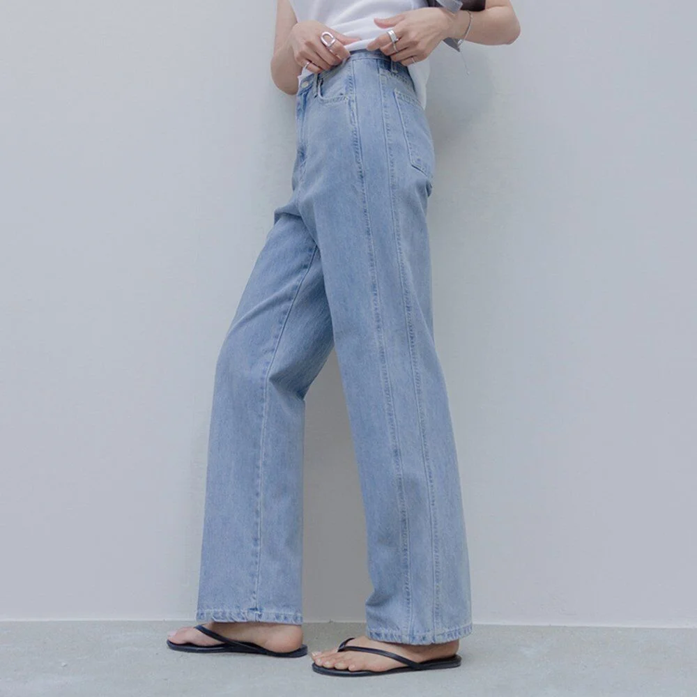 Slub Damage Washing 拼接 Natural 牛仔(淺)