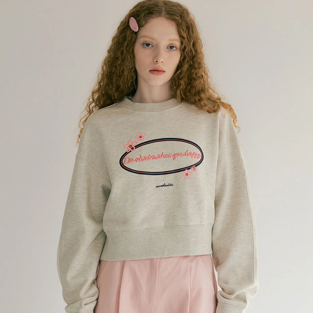 LACE CROP LOGO MTM - OATMEAL