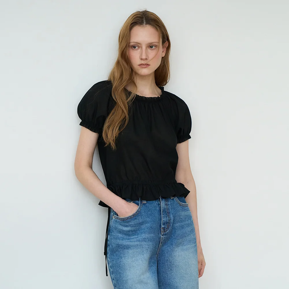 Frill Puff Crop Blouse