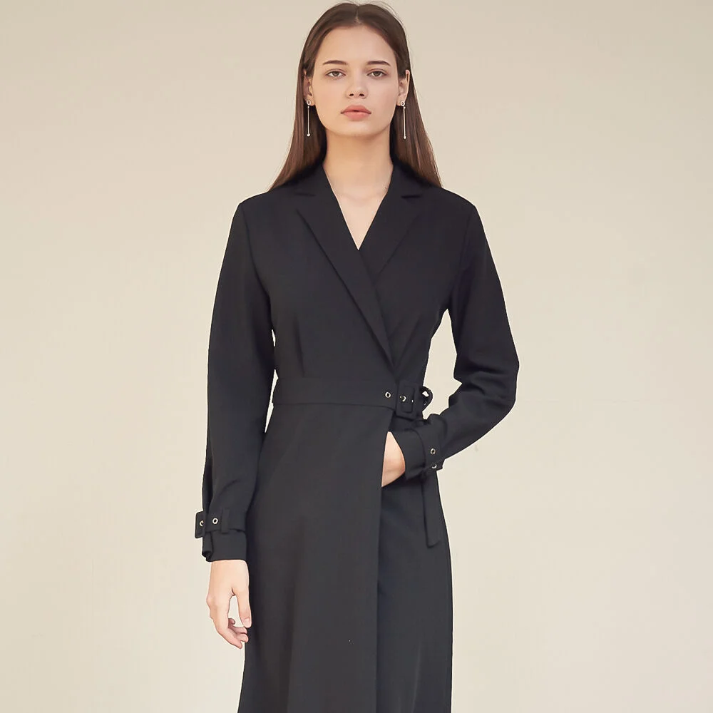 Belt Detail Tailored Wrap One-Piece_Black