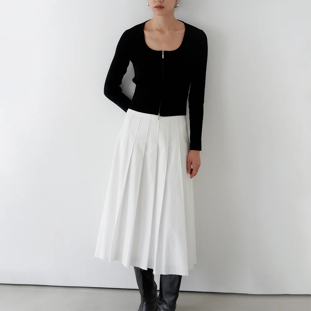 Noah Pleats Skirt_White