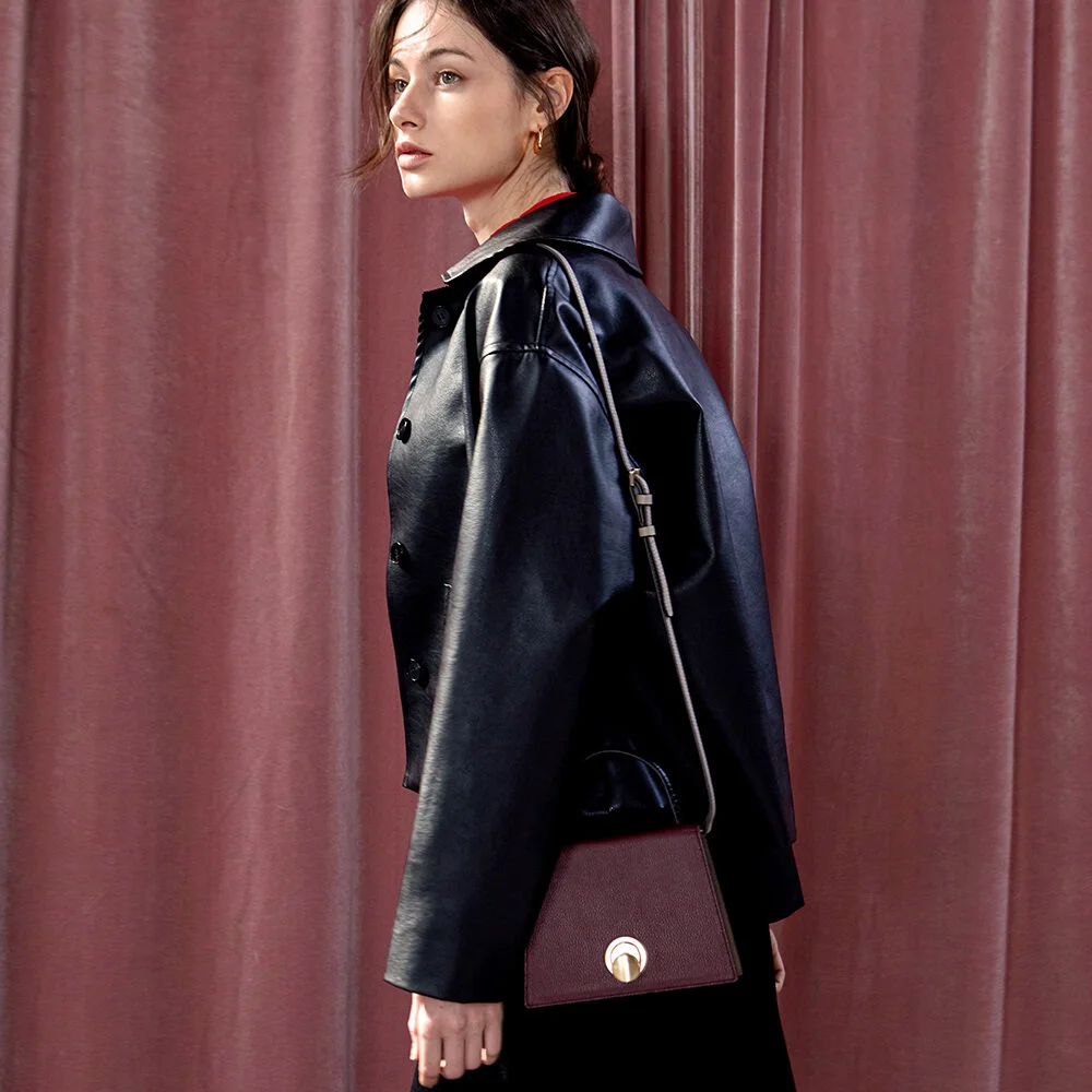 LOMEL MINI micro bag maroon burgundy