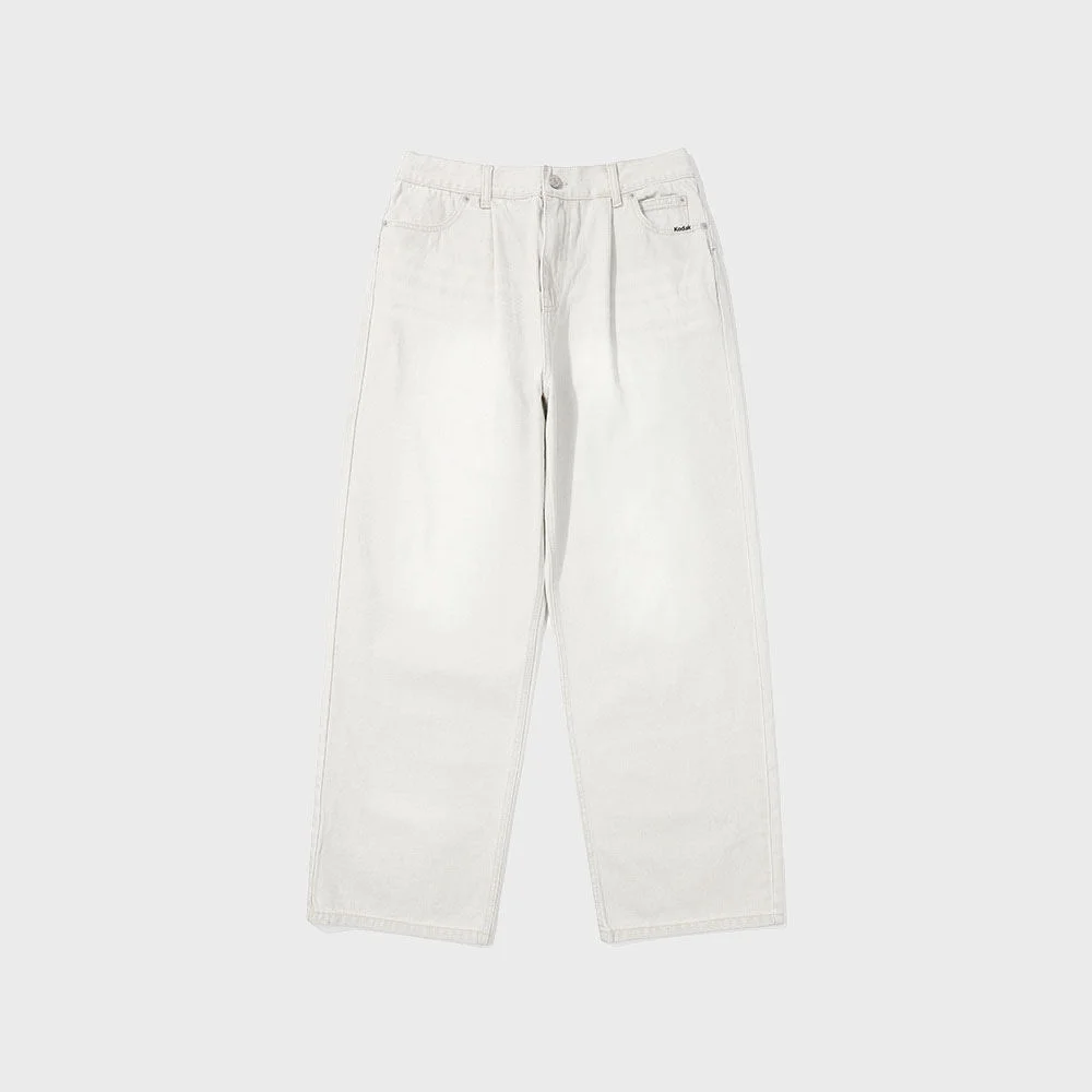 色 牛仔 直筒 褲子 IVORY