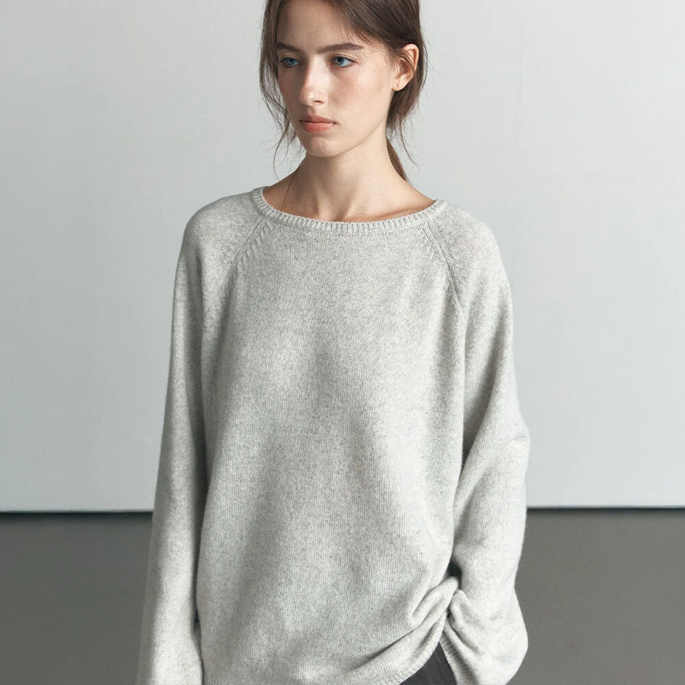 Loose fit merino wool knit _Light gray