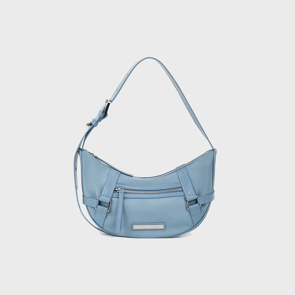 FABRIC ARC HOBO BAG IN SMOKE BLUE