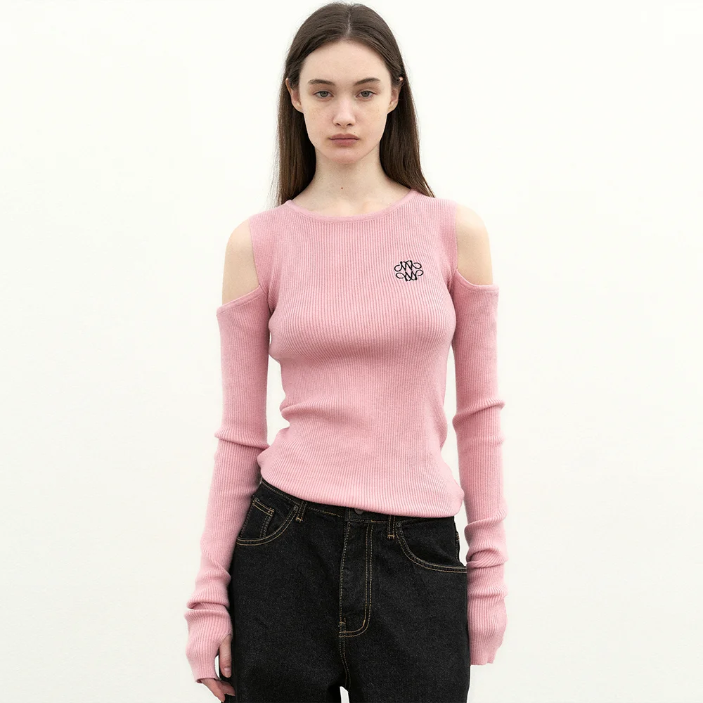 NICOLE WARMER RIBBED OFF SHOULDER KNIT_CLASSIC PINK