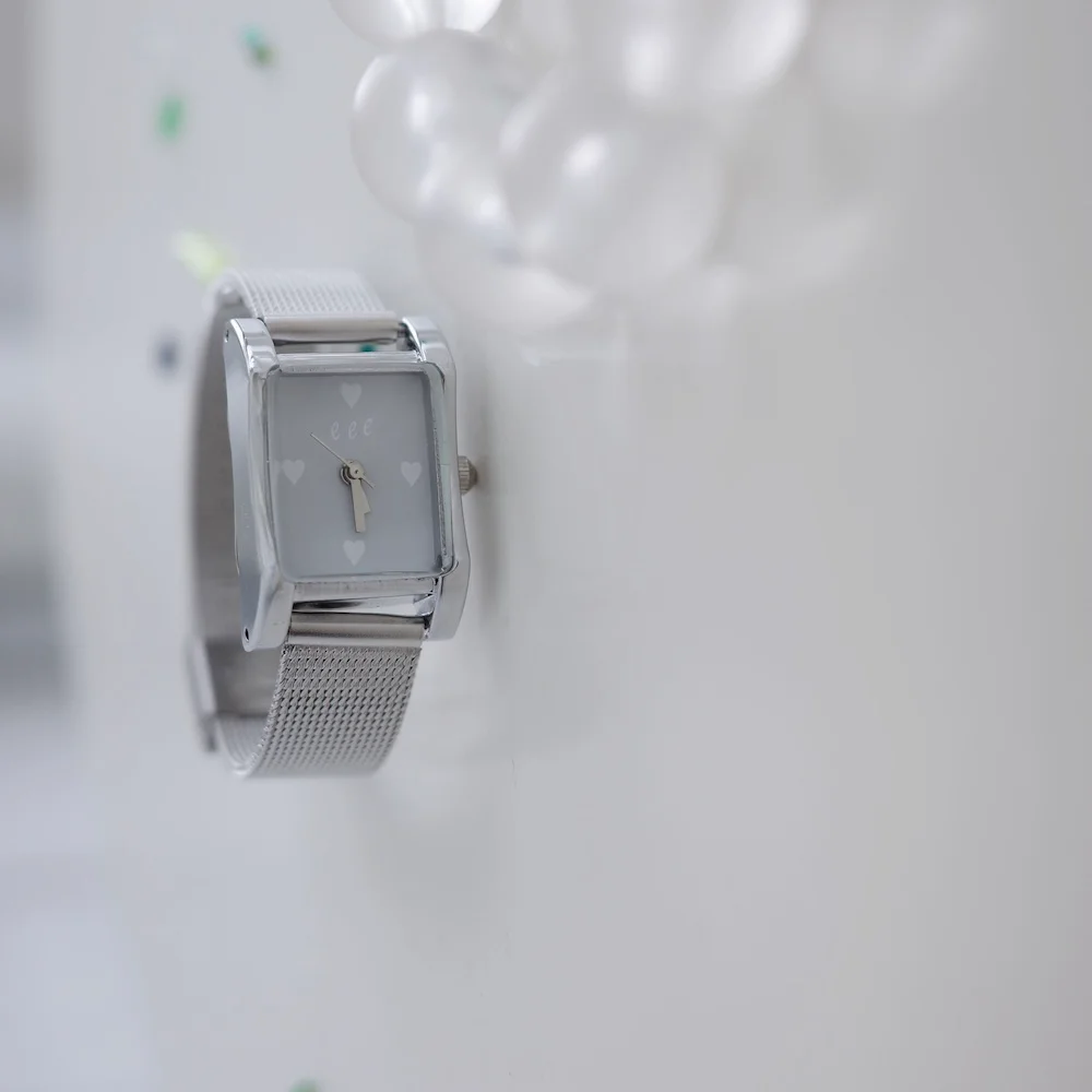 Bubble Heart Watch (Silver White)