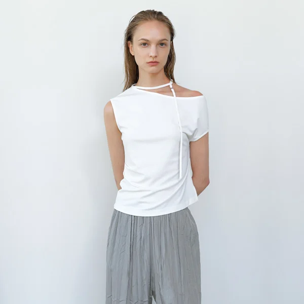 NECK STRING OFF SHOULDER TOP(T-7037)_2Colors