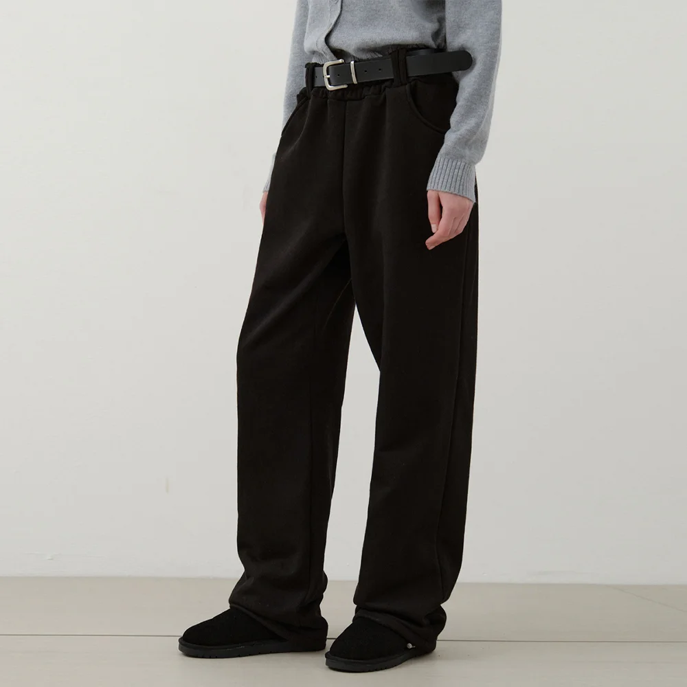 W/Belted String Sweat Pants_BLACK(W25-PT28)
