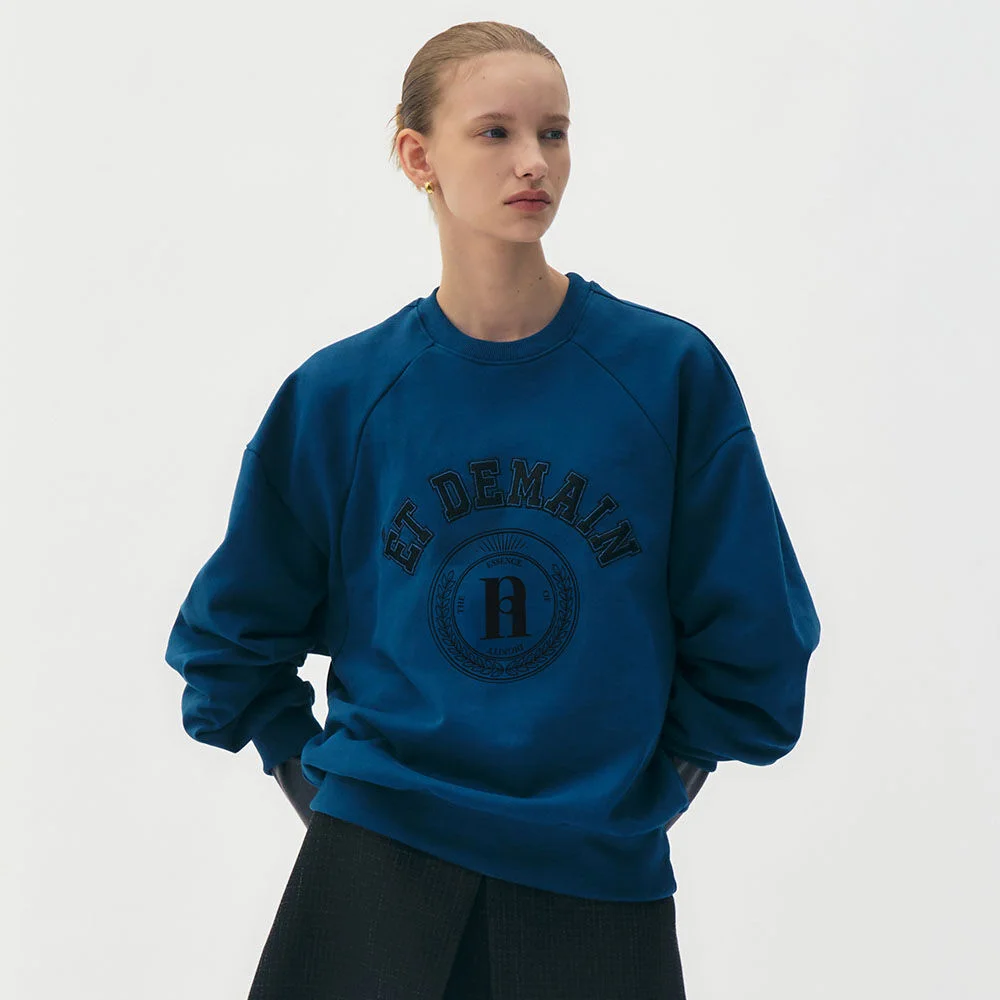 Logo-print embroidered jersey sweatshirt (Blue)