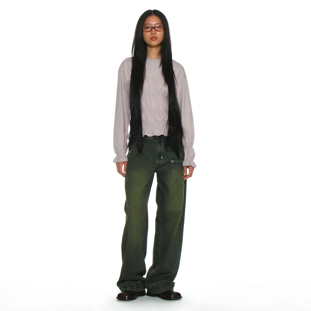 POCKET CINCH-BACK CURVED JEANS_GREEN