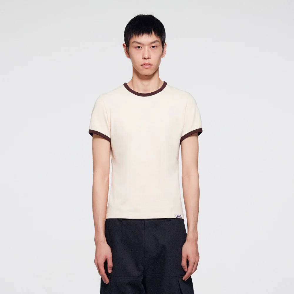 MEN COLOR EDGE SLIM T - YELLOW BROWN