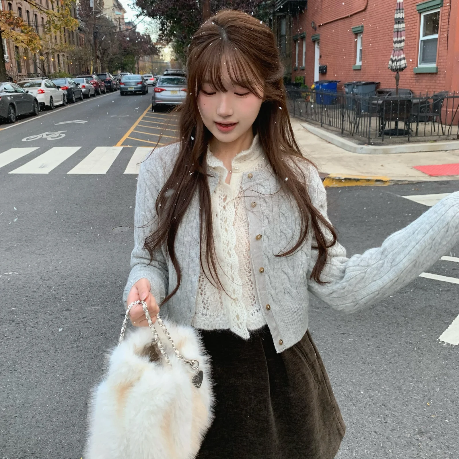 Eden Cable Cardigan_Melange Grey