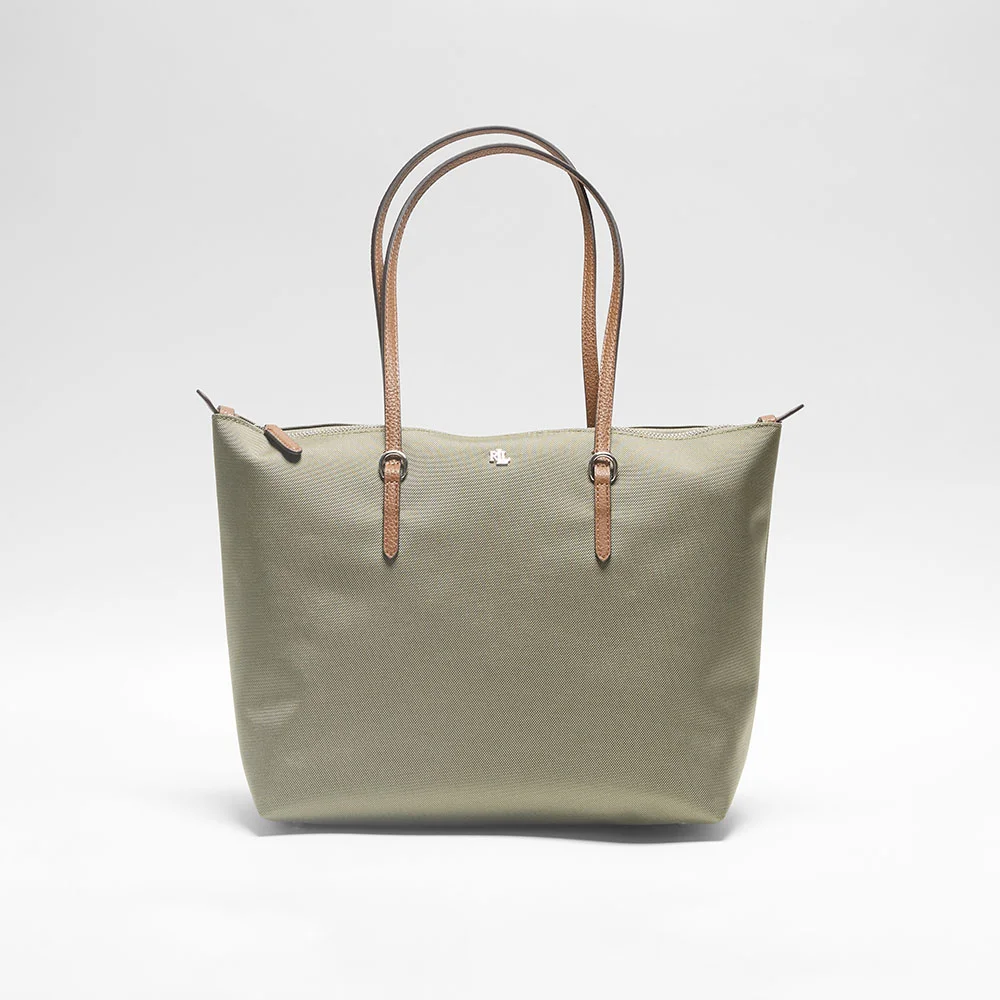 Crosshatch 皮革 大碼 Cali 托特袋 (MEDIUM GREEN-310)