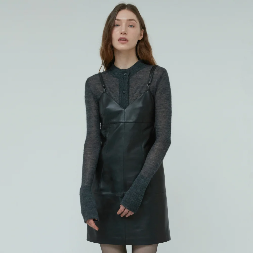 Nappa Lambskin Bustier Dress_Black
