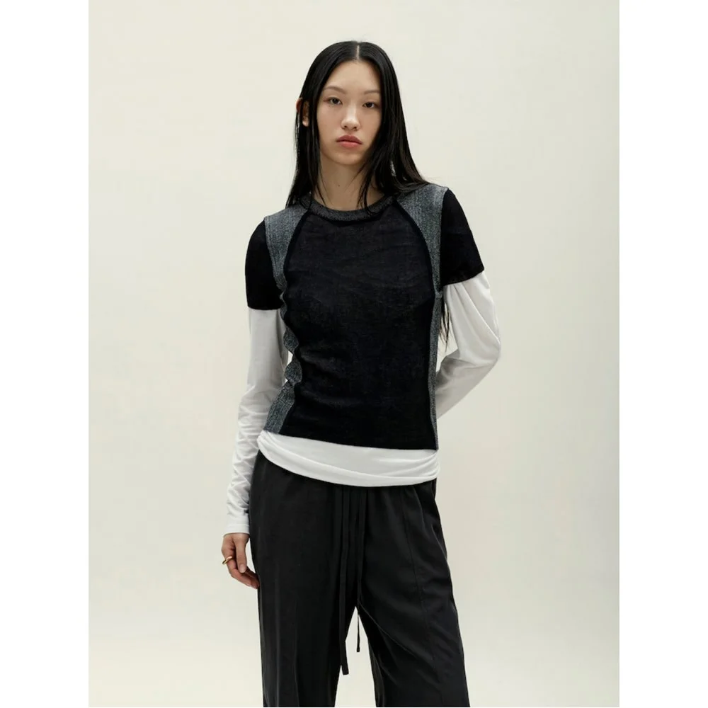 Contrast Knit TShirt Black (AG5751A015)