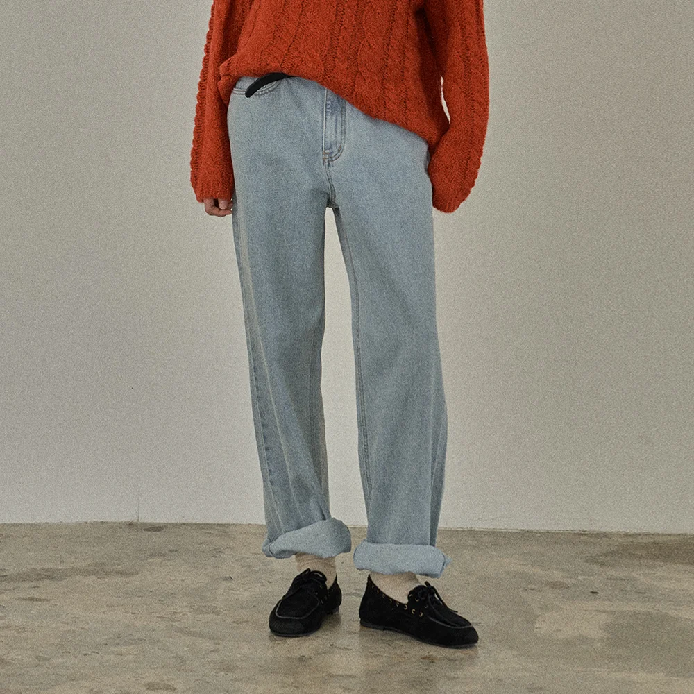 Of Semi wide denim Pants - mid blue