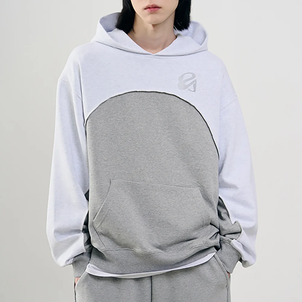 Comfy curved two tone hoodie