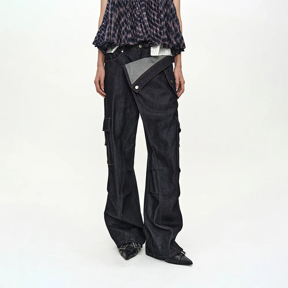 RIGID TURNOVER CARGO JEANS apa879w(INDIGO)