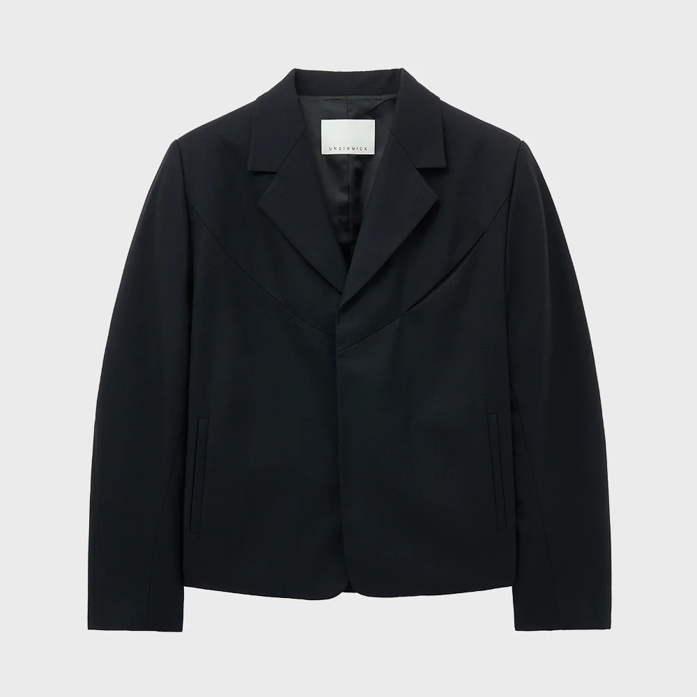 STRUCTURED WOOL SINGLE JACKET (BLACK)
