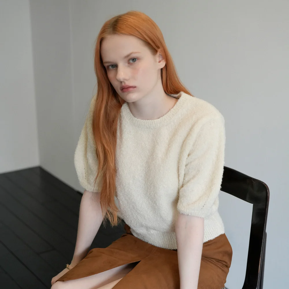 Loop Round Half Knit (Cream_beige)