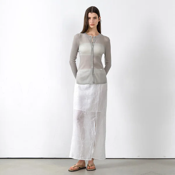 OPINIO SHIRRING CUT-OUT SKIRT(SK-5025)_2Colors