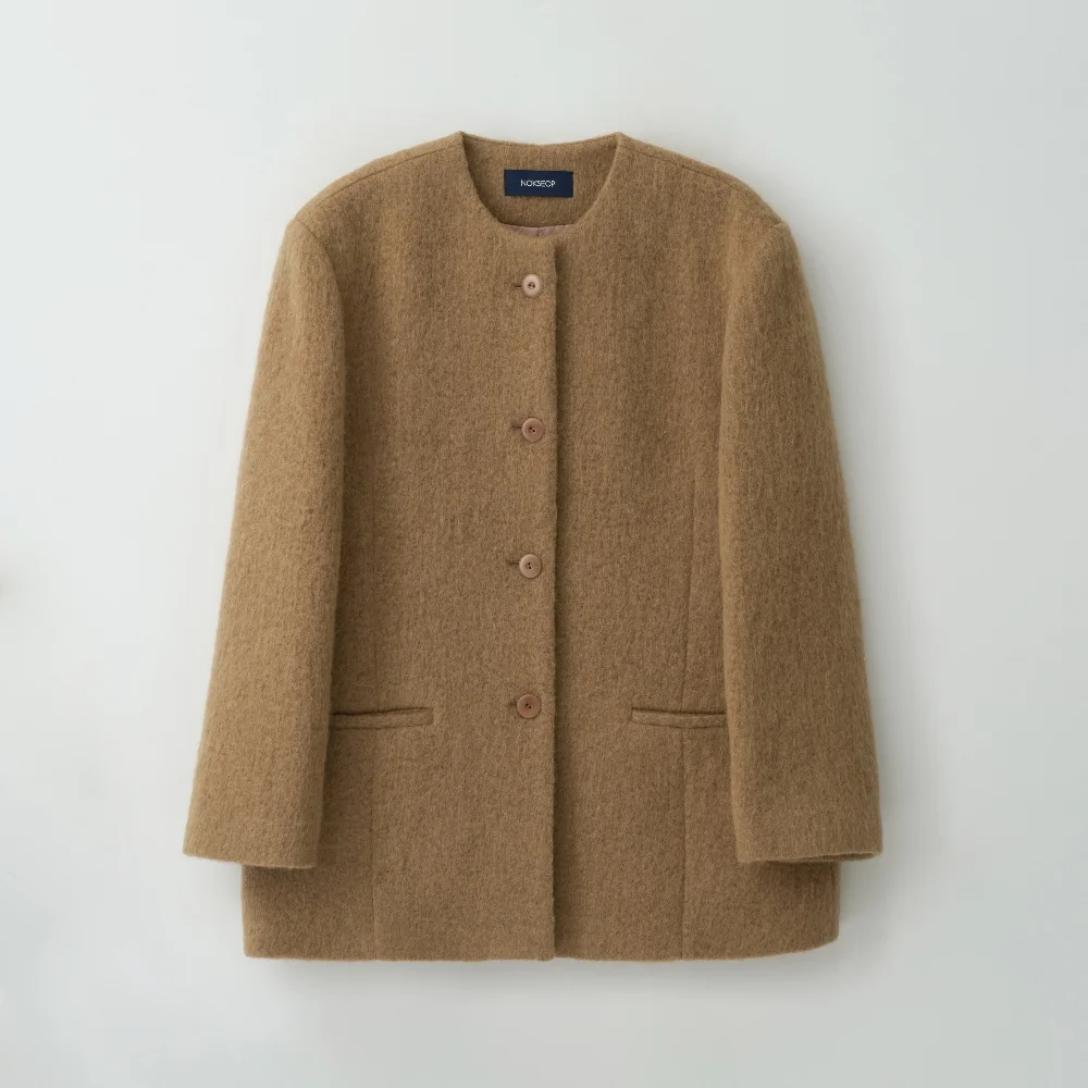(11次 再訂版) Alpaca blend half coat_camel