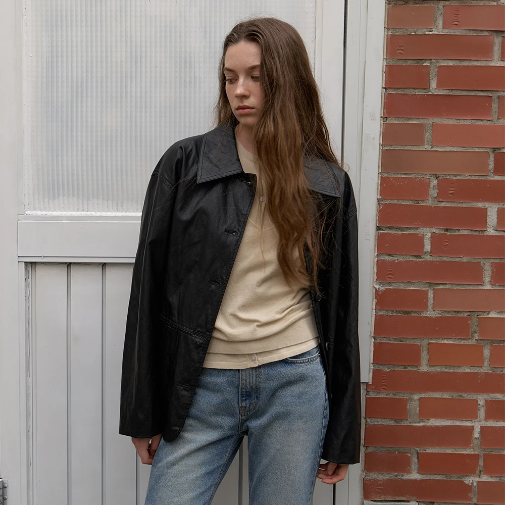 A FAUX LEATHER JACKET_BLACK