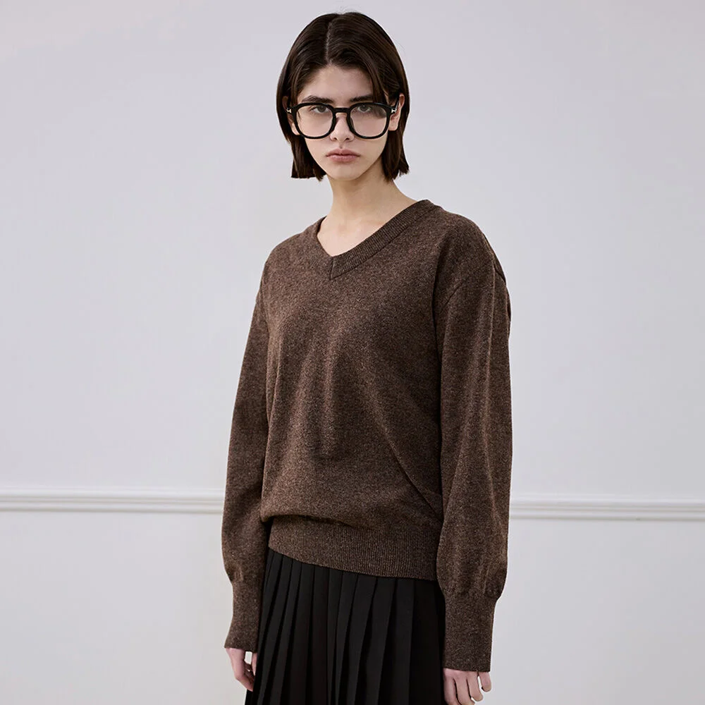 Wool Blended Vneck Knit