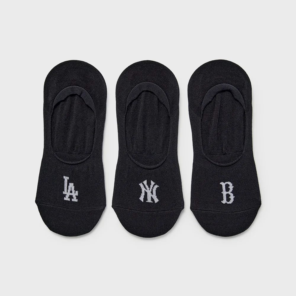 小 標誌 仿真 襪 3雙套裝 MLB (Black)