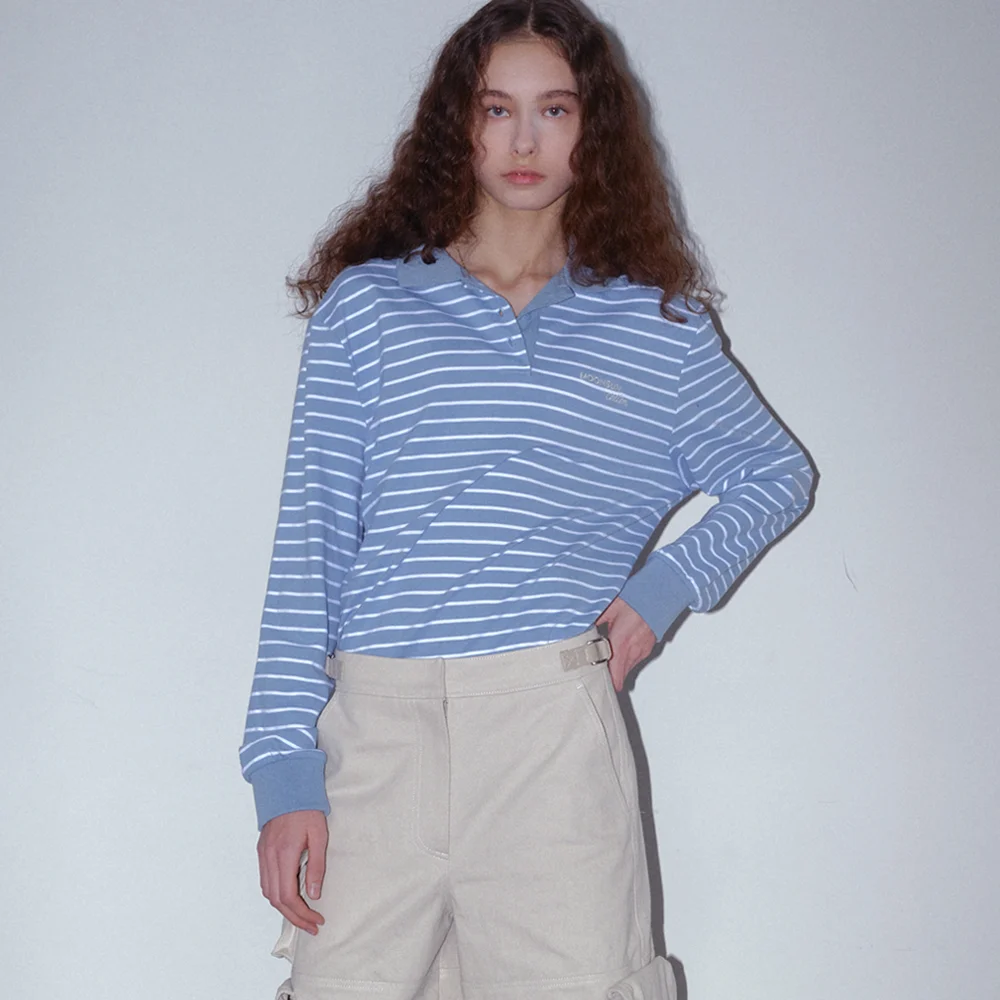 01 M.C UNISEX, Stripe PK Shirt / Sky