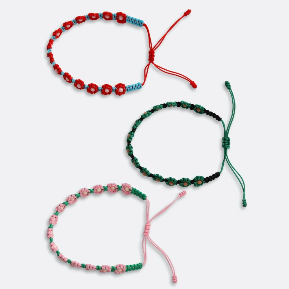 Flower garden color knot Bracelet 花卉 花園 手工製 色 打結 手鏈