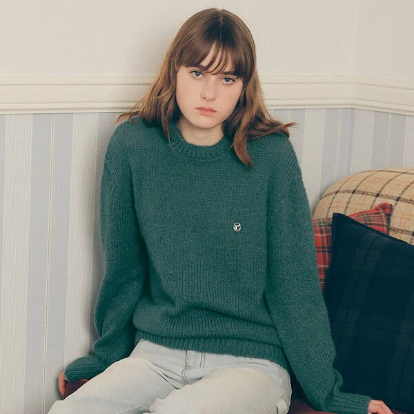 HAIRY BLEND KNIT DEEP GREEN