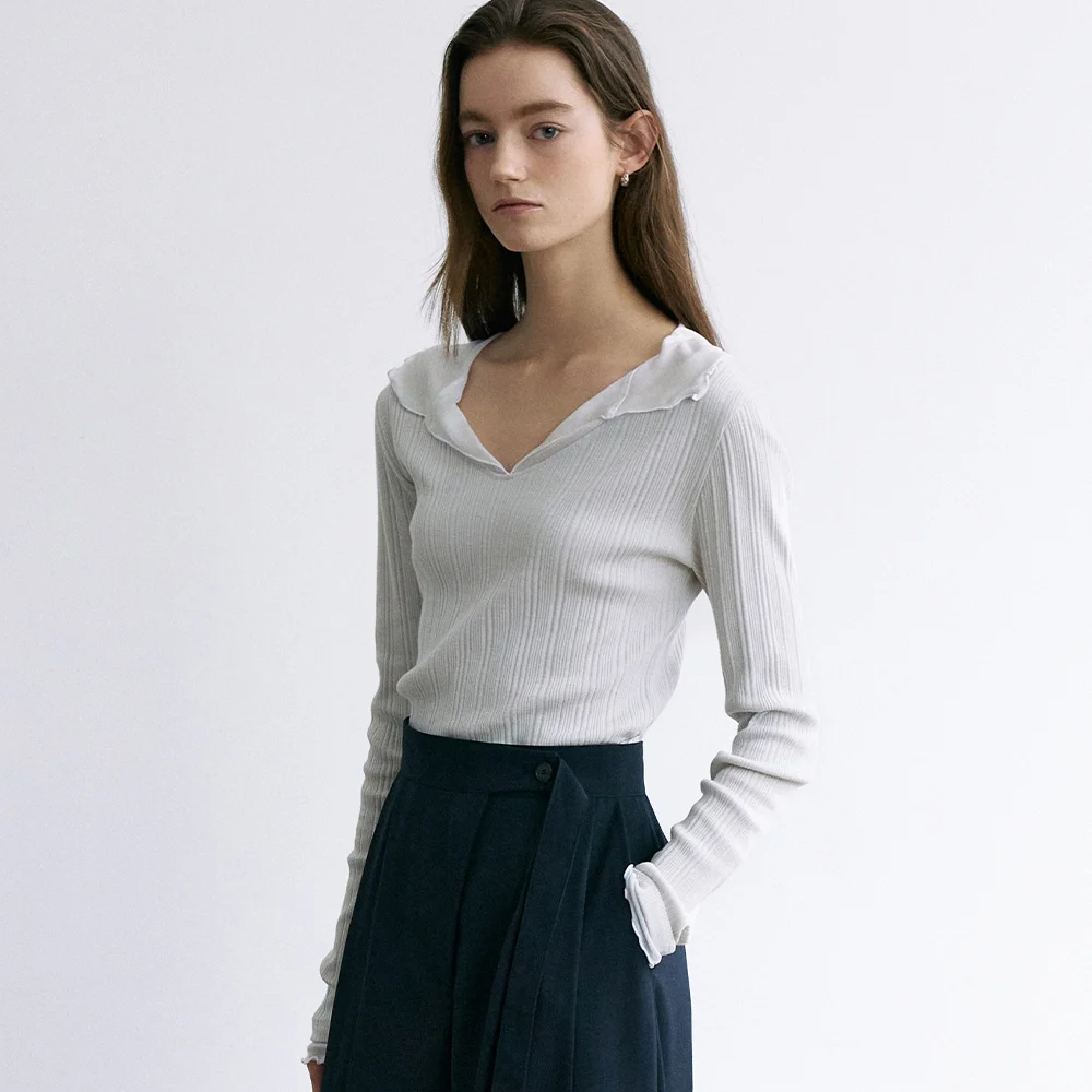 comos 1680 layered ribbed T-shirt (light grey)