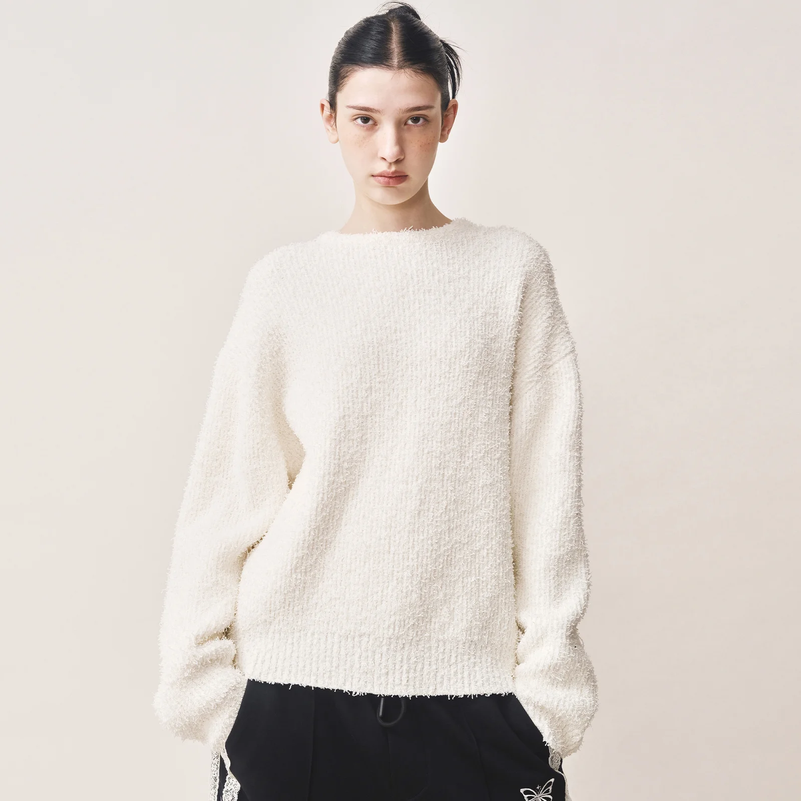 SOFT BOUCLE LS SWEATER_CREAM