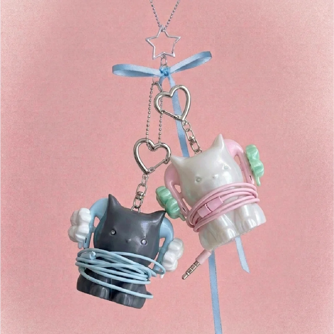 CAT CABLE KEYRING 貓 耳機 收線器